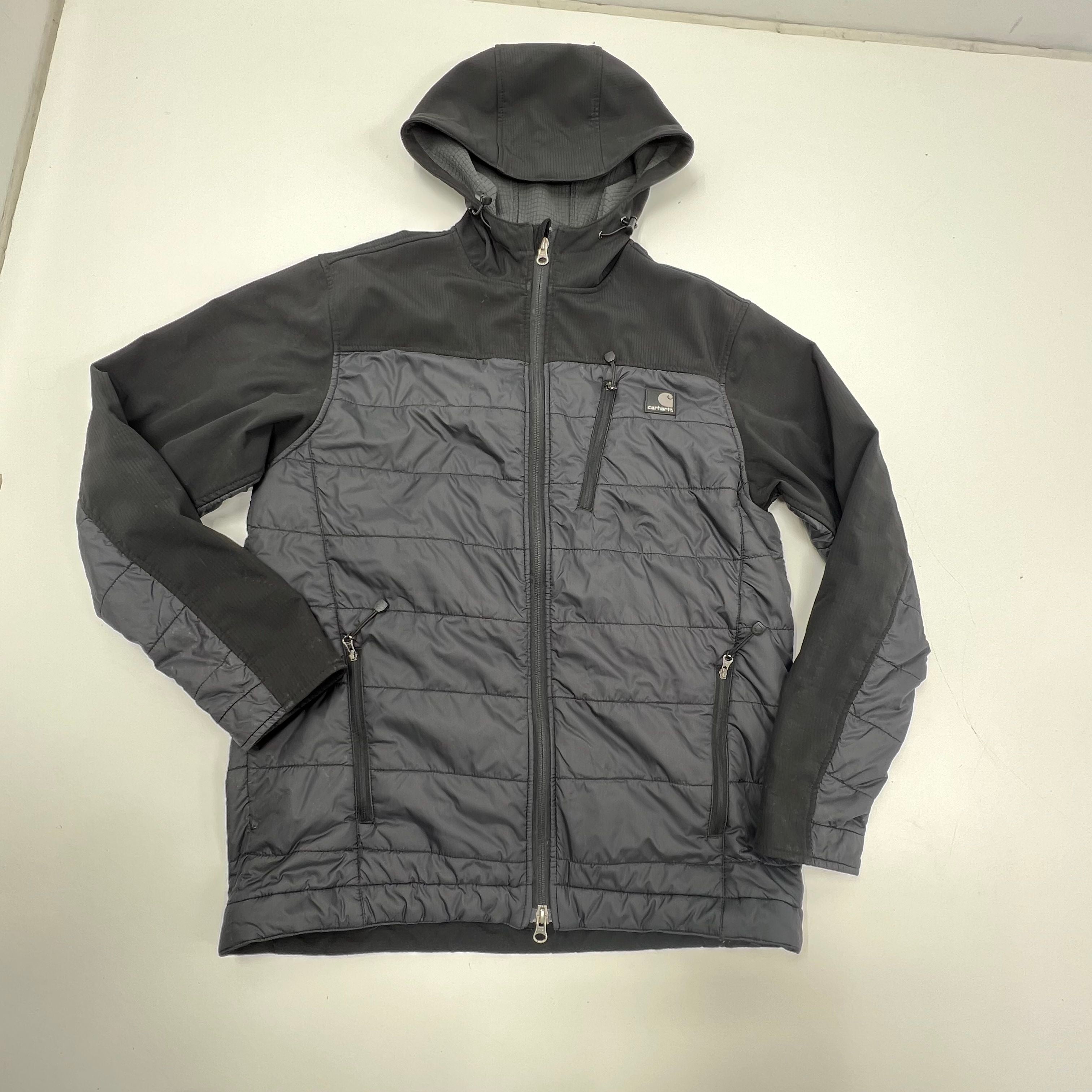 Carhartt Gilliam Hooded Quilted Hybrid Puffer Jacket Men's S Black Gray