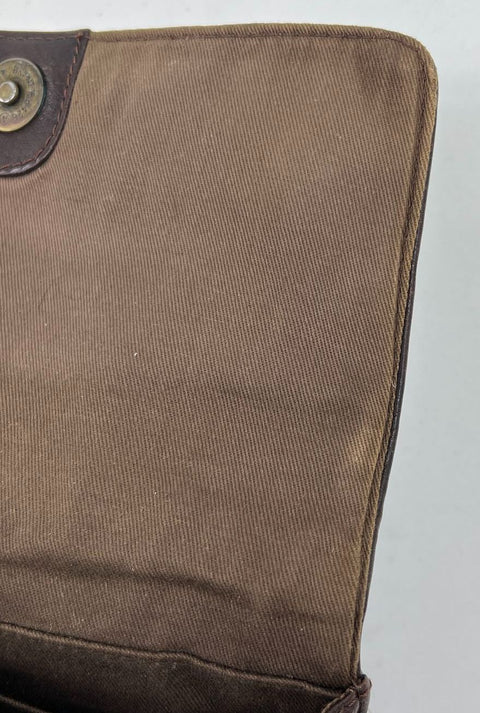 Vintage 90s Fossil Brown Leather Organizer Crossbody Wallet on a String Bag