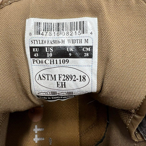 Carhartt Force 5 FA5016-M Coyote Brown Suede Soft Toe Work Boots Size 10