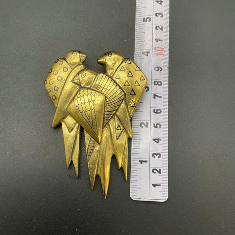 Vintage 1992 Laurel Burch Signed Gold Tone Abstract Bird Brooch Pin 3"
