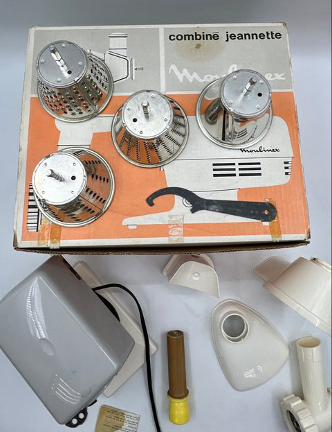 Vintage Moulinex Jeannette Food Processor Multi Grinder Shredder Set With Box