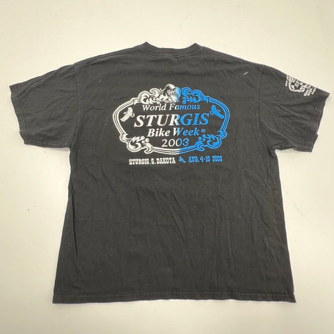 Vintage 2003 Sturgis Bike Week 63rd Annual Biker Eagle T-Shirt Dbl Sided Sz XL