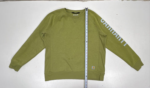 Carhartt Women's Green Relaxed Fit Logo Sleeve Crewneck Sweatshirt Size L