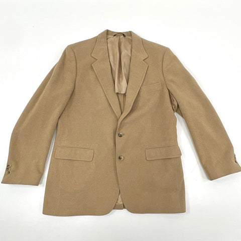 Vintage 90s Palm Beach Men's Tan 100% Cashmere Blazer Sport Coat Tailored in USA