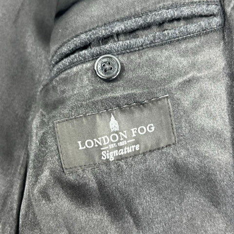 London Fog Signature Charcoal Gray Wool Blend Overcoat Top Coat Men's Size 42R