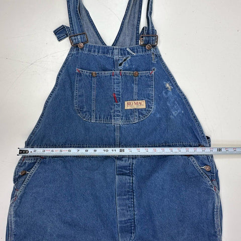 Vintage 90s Big Mac Denim Bib Overalls Distressed Workwear Sz 50x36