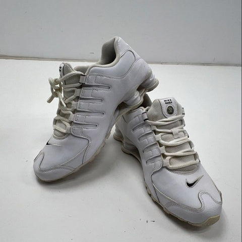Nike Shox White Leather Running Training Shoes Sneakers Size 8
