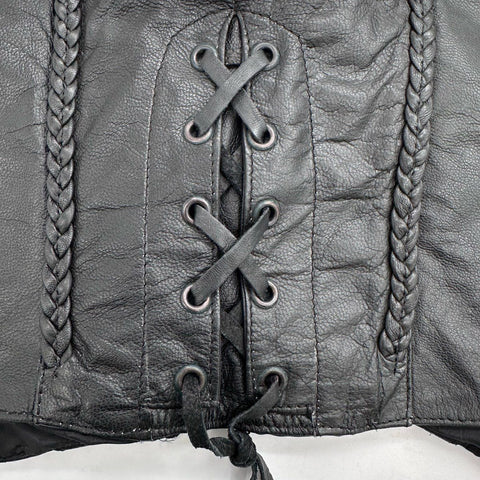 Vintage 90s Barney's Leather GWRRA Gold Wing Biker Vest Patches Sz XXL