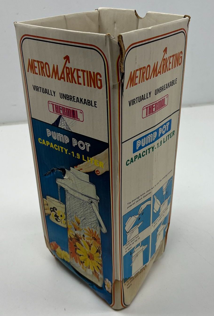 Vintage Metro Marketing 1.9L Pump Pot Thermos Coffee Serving Piece Floral IOB