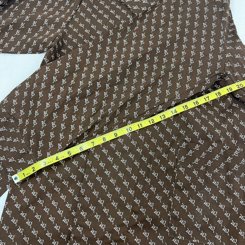 Vintage 70s Weldon Permanent Press Brown Graphic Print Belted Robe Sz L