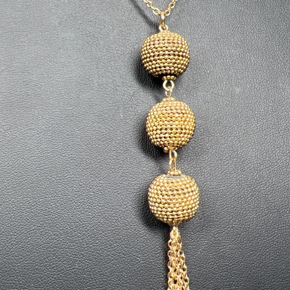 Chico's Ball and Tassel Gold Tone Necklace