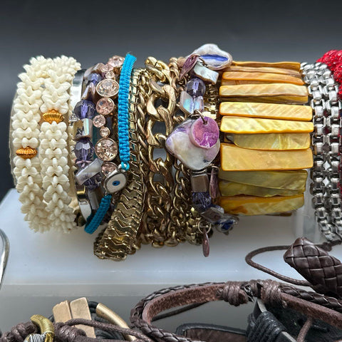 Mixed Fashion Costume Jewelry Lot Bracelets Beaded Cuff Bangle Boho Animal Print