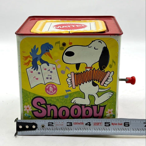 Snoopy Peanuts Mattel Jack in the Box Music Box Vintage 1966 Tested Works