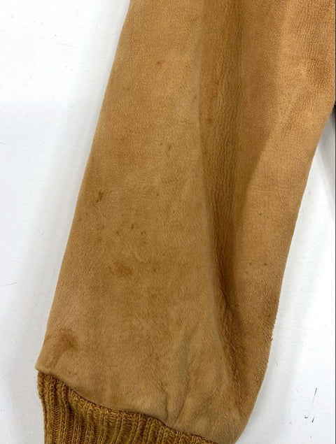 Vintage 70s Cresco Tan Suede Leather Bomber Flight Jacket Men's 40