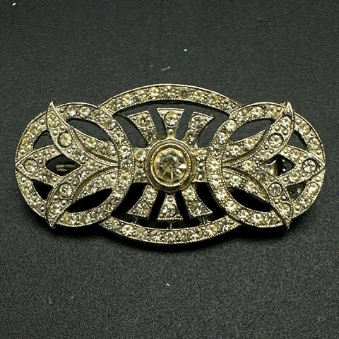 Vintage to Modern Costume Jewelry Lot 8 Rhinestone Brooches Gold Silver Tone