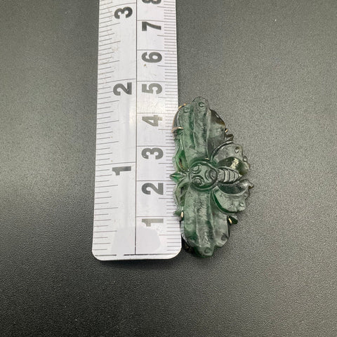 Vintage 850 Silver Carved Green Jadeite Butterfly Moth Brooch Pin 2"