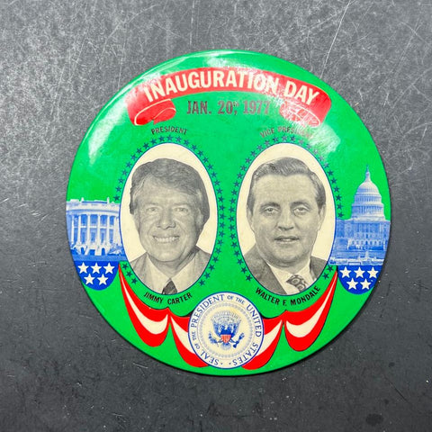 Inauguration Day Jan 20 1977 Jimmy Carter Walter Mondale Large Pin Button