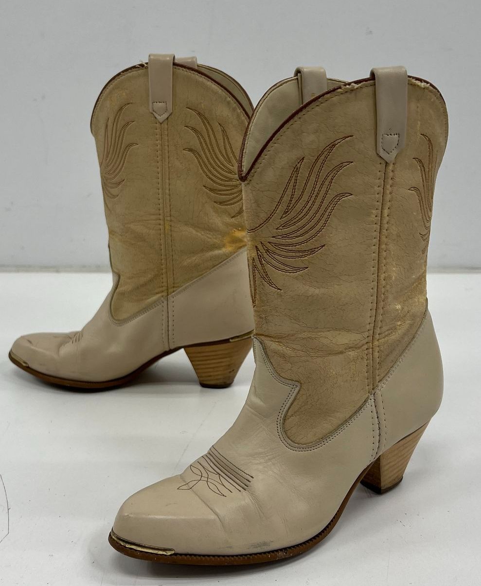 Vintage Dingo 42002 Two Tone Leather Western Cowgirl Boots USA Made Size 7.5
