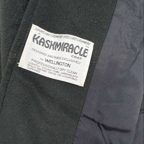 Vintage 80s Wellington Women's Kashmiracle Black Longline Mandarin Collar Coat