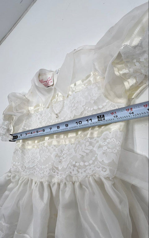 Vintage 90s Merry Girl Girls White Lace Tiered Party Dress Sz 6x Made in USA