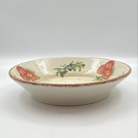 Tiffani Boutique Italy Ceramic Serving Bowl Large 14" Olive & Tomato Vintage