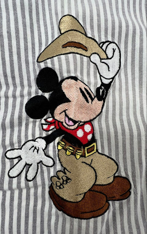 Vintage 90s Too Cute Disney Mickey Minnie Striped Button Down Shirt USA Sz XL