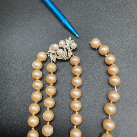 Vintage Faux Pearl Costume Jewelry Lot 9 Necklaces Multi-Strand Craft
