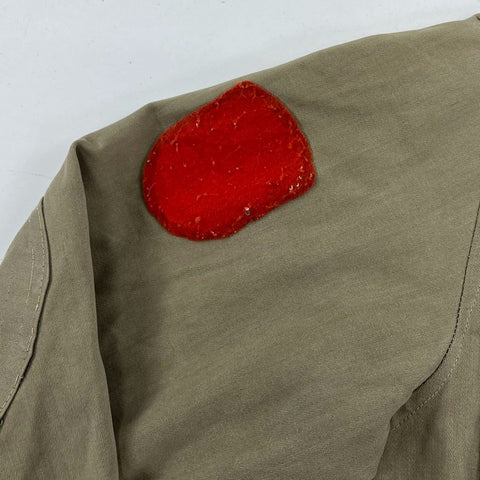 Vintage 70s Spanish Military M-64 Olive Field Shirt Jacket Distressed Men's L