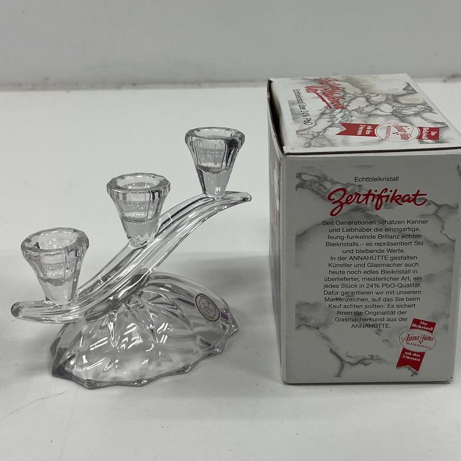 NIB Collectible Roma By Anne Hutte Lead Crystal Candlestick Holders Lot Of 2