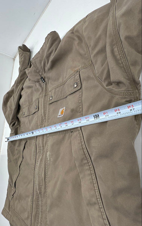 Carhartt Quick Duck Canvas Full Zip Work Jacket Brown Sz XL