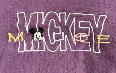 Vintage 90s Mickey & Co Disney Mickey Mouse Embroidered Purple Sweatshirt Sz L