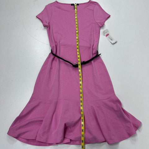 Lauren Ralph Lauren Women's Pink Belted Flounce Hem Dress NWT Size M