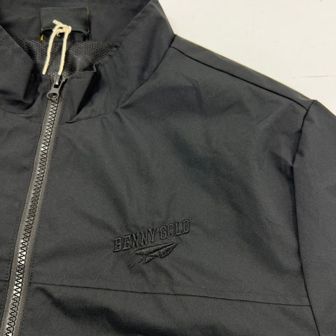 Benny Gold Men's Nylon Plane Jacket Black Full Zip Embroidered Logo NWT Sz L