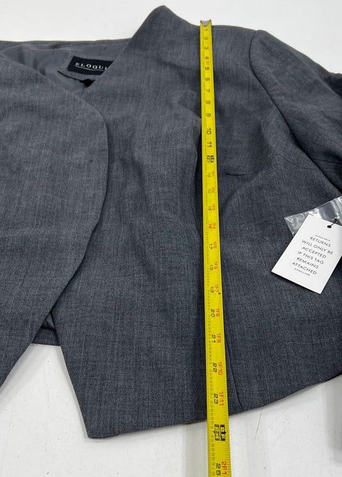 NWT Eloquii Gray Cropped Open Front Stretch Blazer Jacket Women's 22