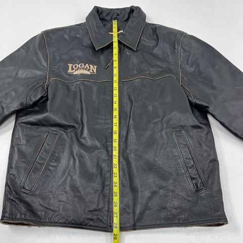 Carroll Original Wear Men's Black Leather Logan Coach Trailers Jacket Sz XL