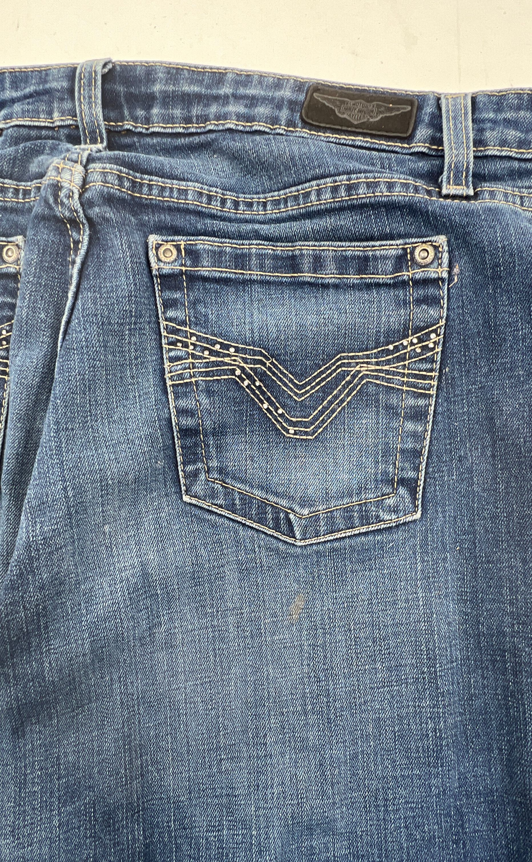 Women's Harley Davidson Blue Dark Wash Denim Jeans Lot of 3 - Size 16 Xtra Tall