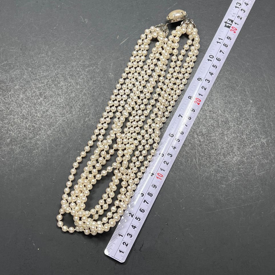 Faux Pearl Multistrand Necklace Costume Jewelry