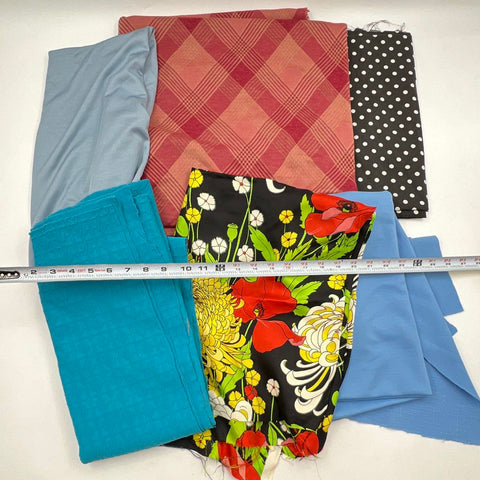 Vintage Lot of Sewing Fabric Remnants Floral Plaid Polka Dot 4 lbs Total