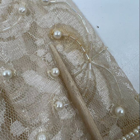 Vintage 80s Lawrence Kazar Beaded Pearl Two Piece Dress Bolero Set Sz M