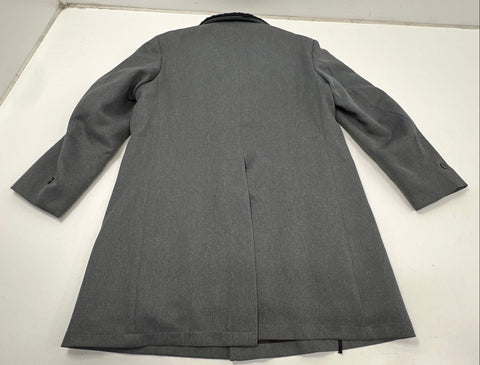 Vintage 90s Austin Manor Men's Gray Overcoat Faux Fur Collar Lining Sz 38R