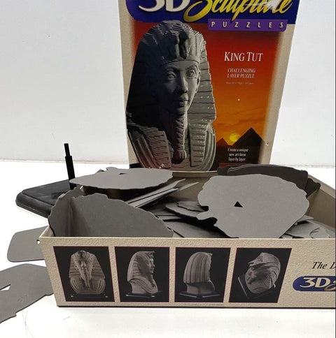 Milton Bradley 3D Sculpture Puzzle King Tut 163 Layer Vintage 1995 Open Box