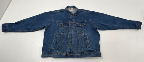 Vintage 90s Wrangler Rugged Wear Denim Trucker Jacket Indigo Blue Sz XXL