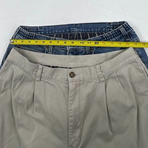 Vintage LL Bean Mens Lot 2 Flannel Lined Jeans & Chinos Pants Sz 36x30
