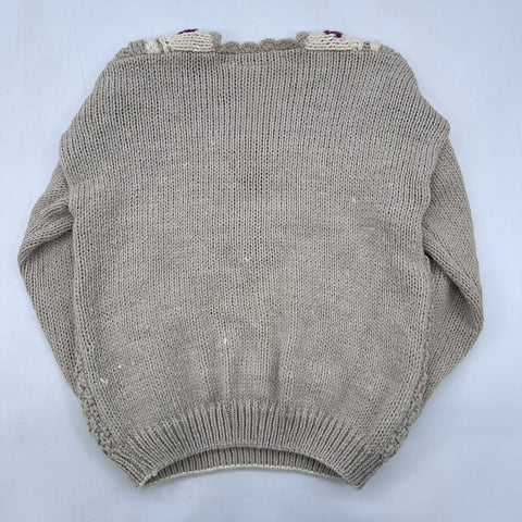 Vintage 90s Huntington Ridge Hand Knitted Ramie Blend Floral Sweater Sz M
