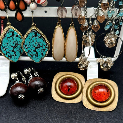 Mixed Costume Fashion Earrings Lot 26 Pairs Vintage to Modern Figural Beaded
