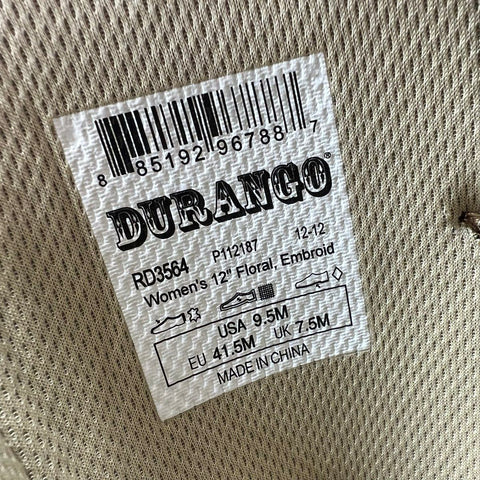 Durango RD3564 Brown Floral Embroidered Western Cowboy Boots Womens Size 9.5