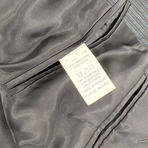 Calvin Klein Black Pinstripe 100% Wool 2-Piece Suit Men's Size 41R