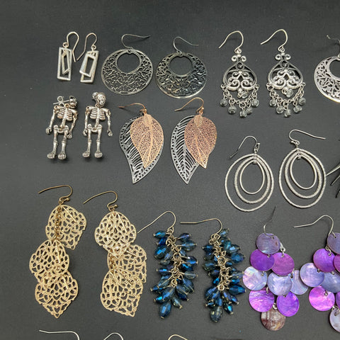 Vintage to Modern Costume Jewelry Lot 22 Pairs Earrings Boho Dangle Hoops