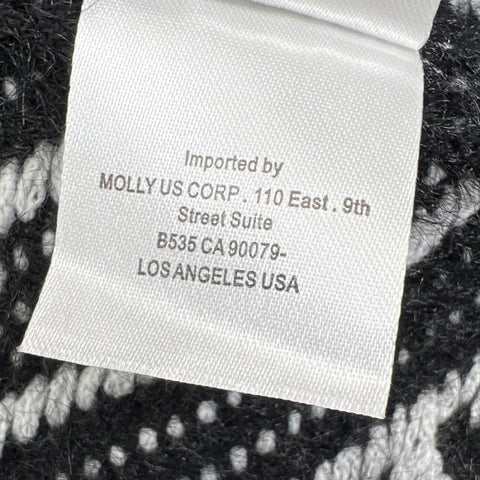 Molly Bracken NWT Knit Poncho Vest Black White Chevron Metallic Eyelash Sz M/L