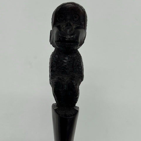 Vintage Ebony Wood Monkey Dagger Letter Opener Hand Carved Figural Art 10"